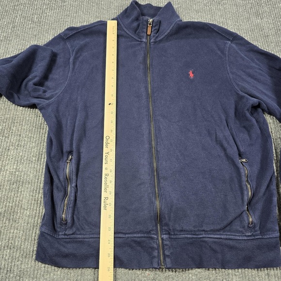 Polo Ralph Lauren‎ Sweater Mens Large Blue Full Zip Estate Rib Cotton Jacket - Picture 6 of 8